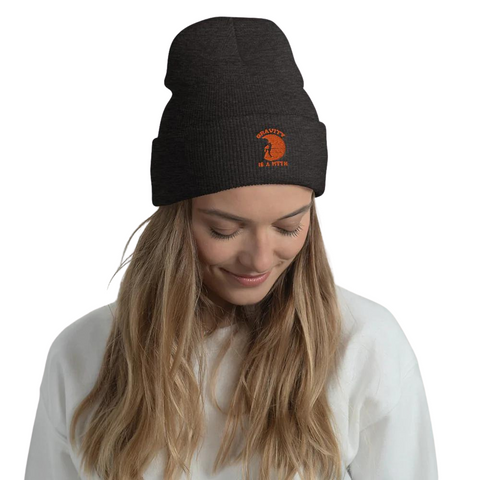 embroidered winter hat black